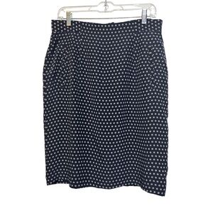 PATRICK COLLECTION Vintage 100% Silk Ditsy Floral Blue White Knee Skirt Size 12